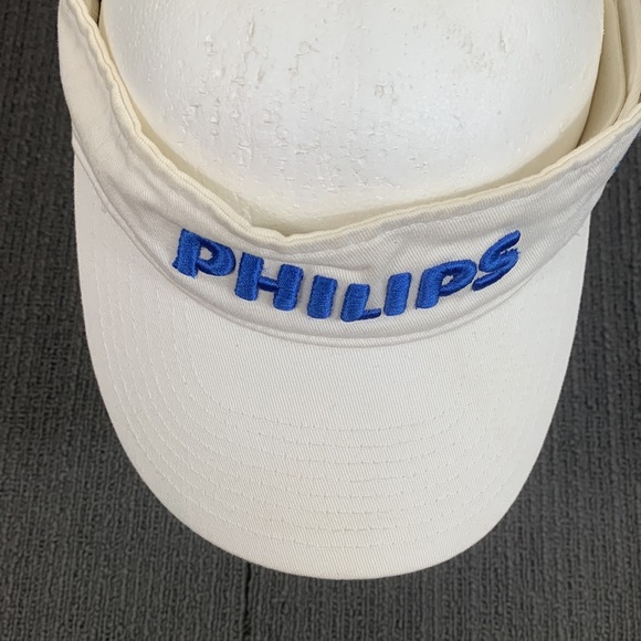 Philips Visor Unisex Adjustable White Blue Pinnacle Strapback Cap Port Authority - Picture 4 of 13